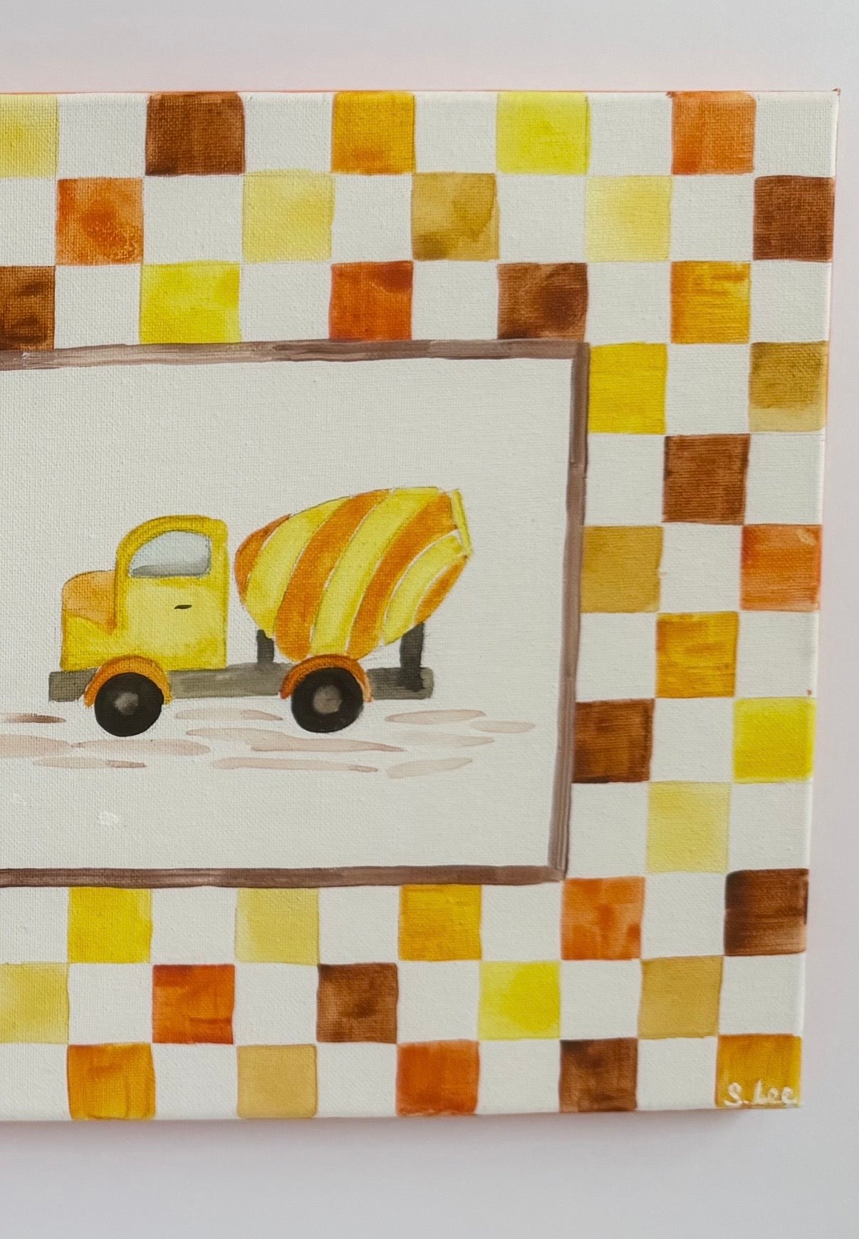 Construction Kids Room Art - Original Painting - Toddler Boy Room Wall Decor