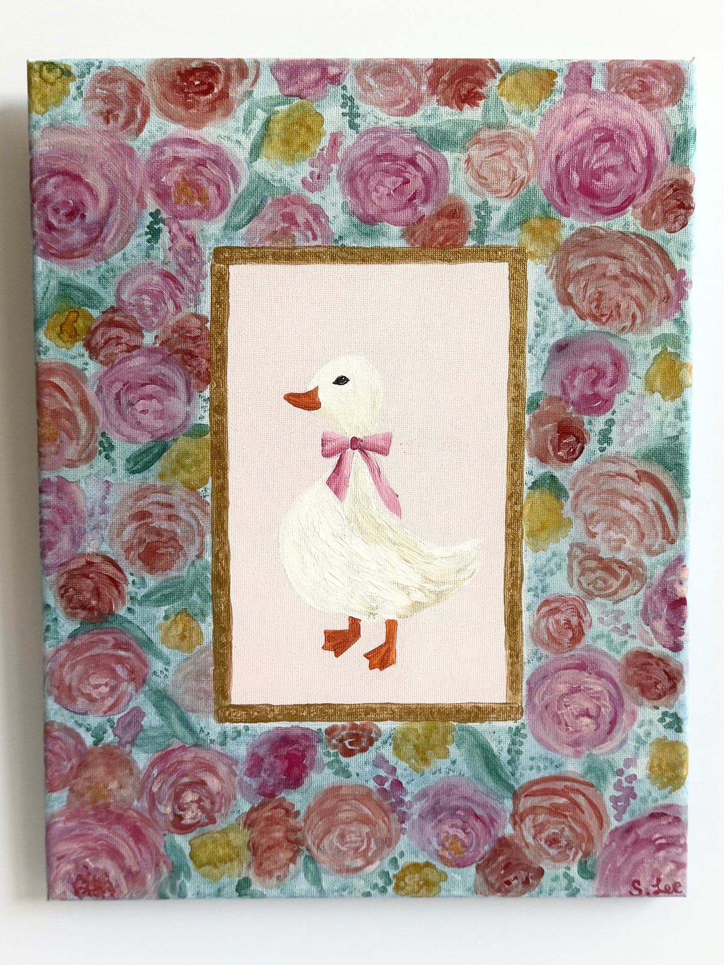 Girly Goose Wall Art - Baby/Toddler Room Painting - Original Art