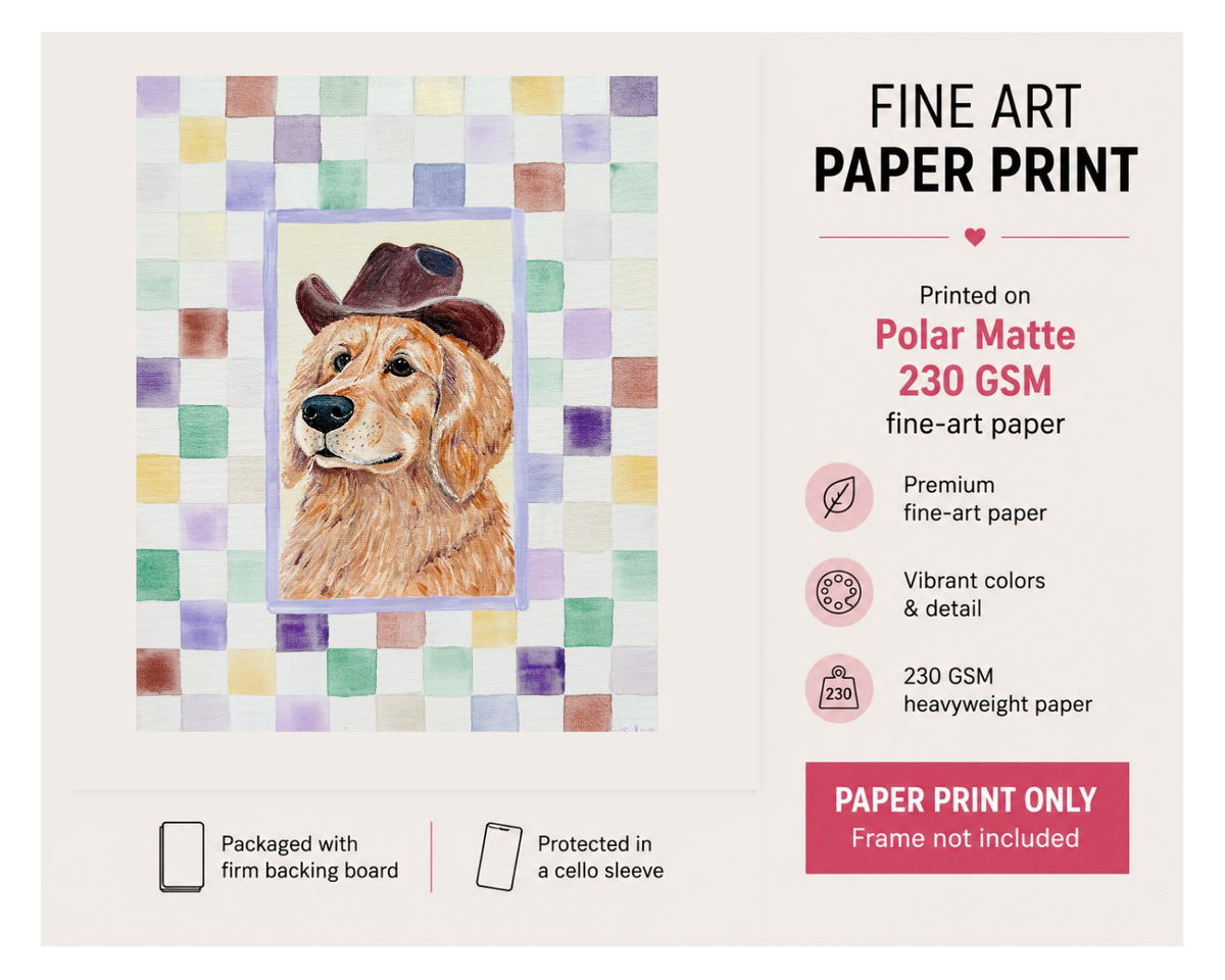 Cowgirl Golden Retriever - Fine Art Print