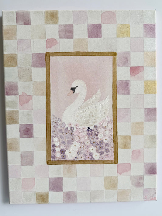 Shimmering Swan - Original Painting - Baby Girl Nursery Art