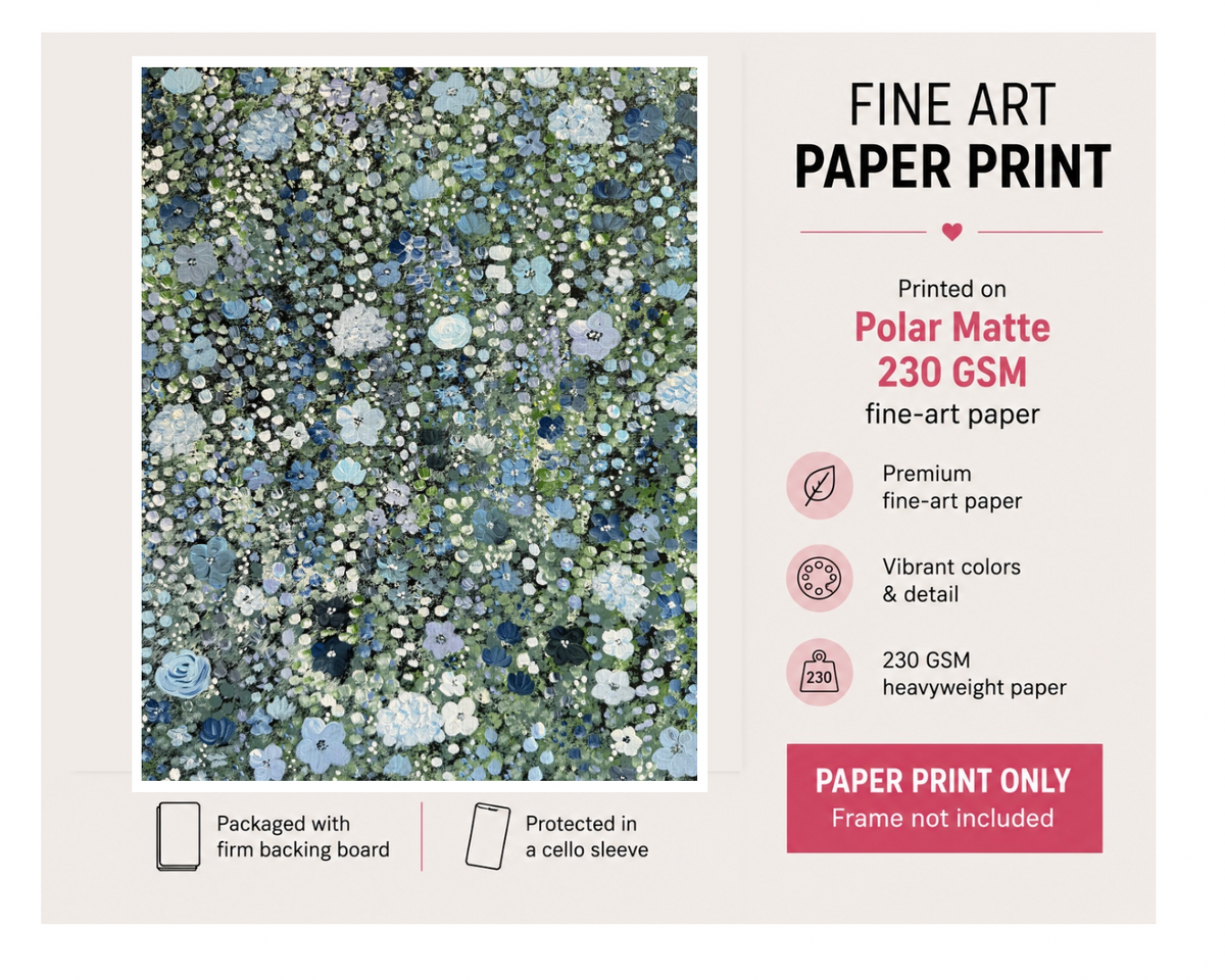 Hydrangea & Periwinkle Garden - Fine Art Print
