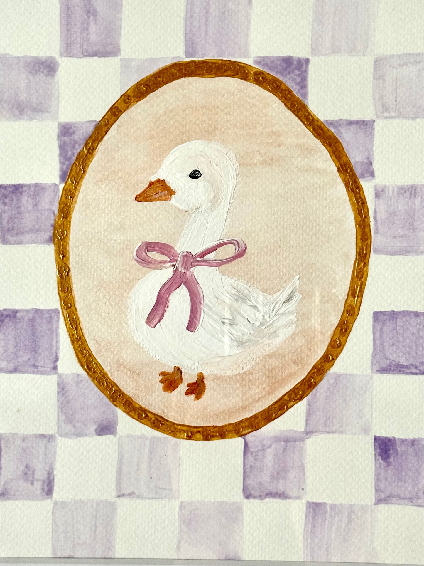 Baby Girl Goose Nursery Art - Original Painting Framed