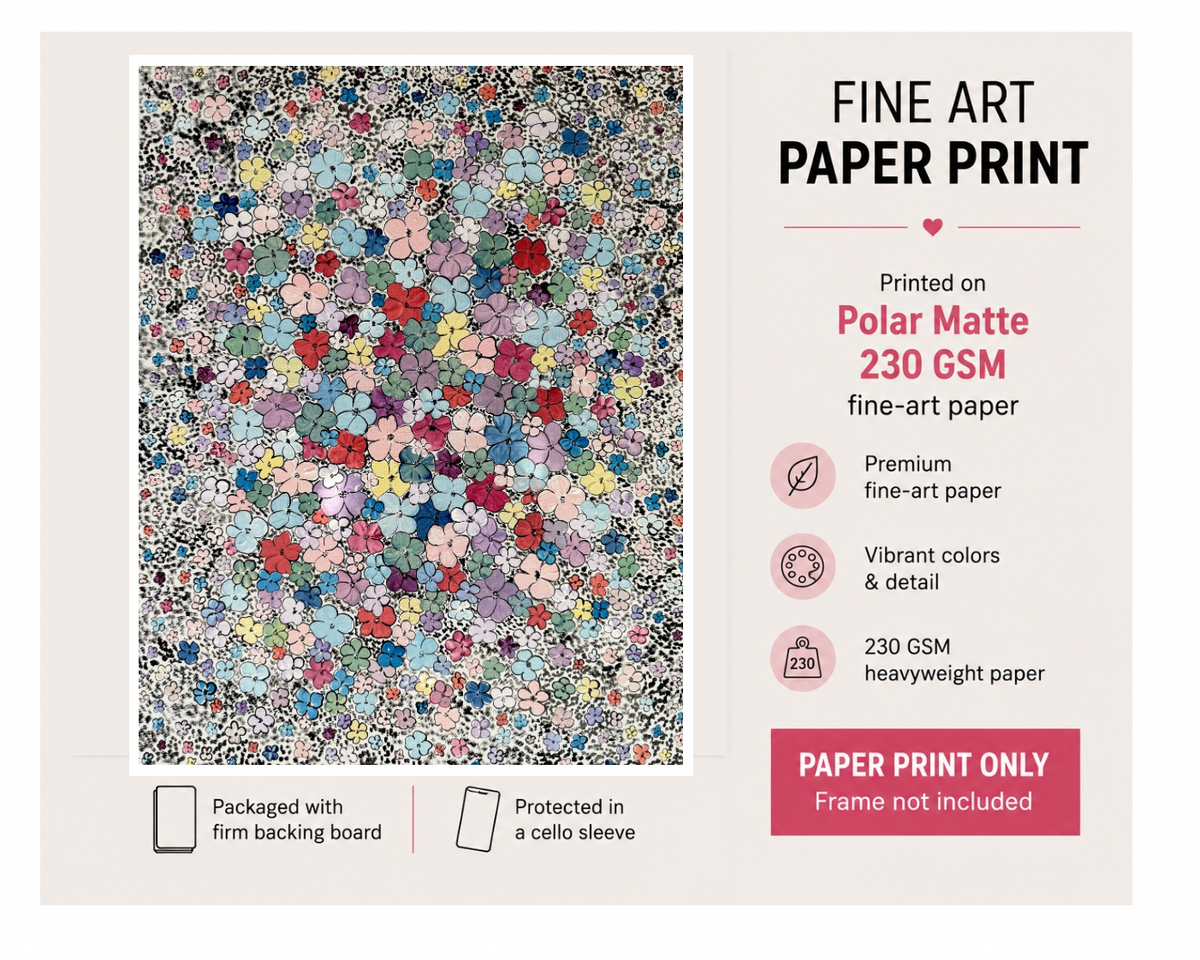 Retro Flower Confetti - Fine Art Paper Print