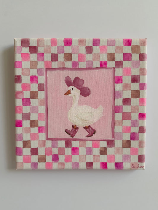 Cowgirl Duck Painting - Baby/Toddler Girl Wall Art - Original Painting
