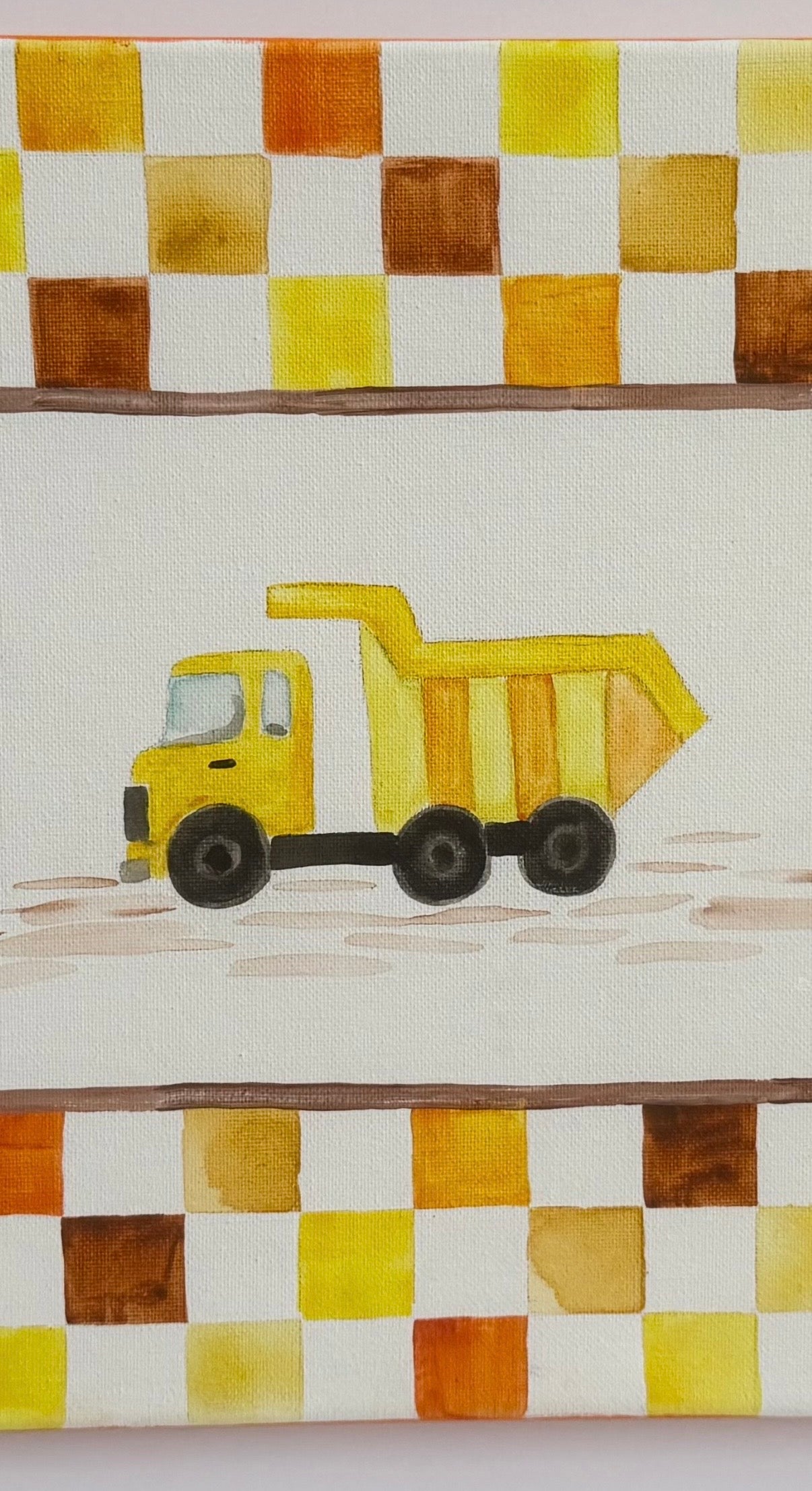 Construction Kids Room Art - Original Painting - Toddler Boy Room Wall Decor