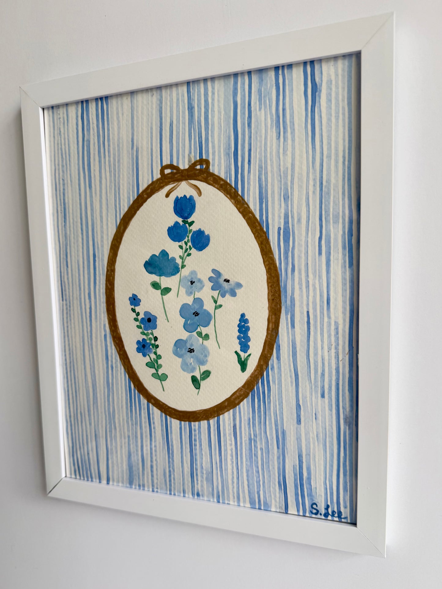 Vintage Style Flowers - Original Painting - Baby Girl Nursery Art