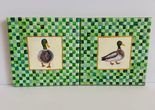 Mallard Ducks Baby & Kids Room Art - Original Painting Set - Baby Boy Nursery Art Set
