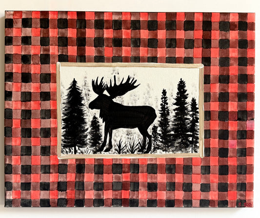 Buffalo Plaid Moose - Original Painting