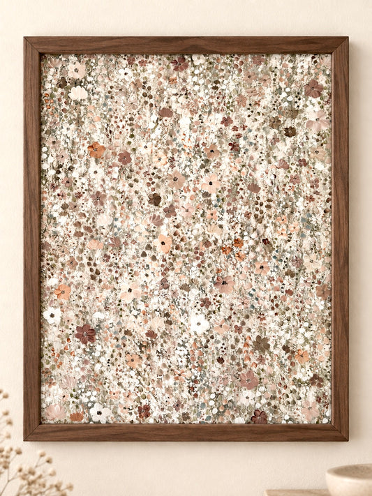 Neutral Whimsical Wildflowers - Fine Art Print