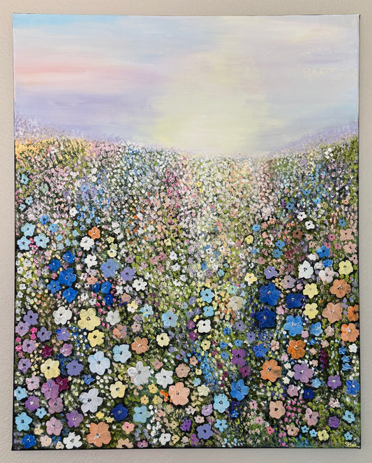 Sunset Wildflower Field - Original Painting