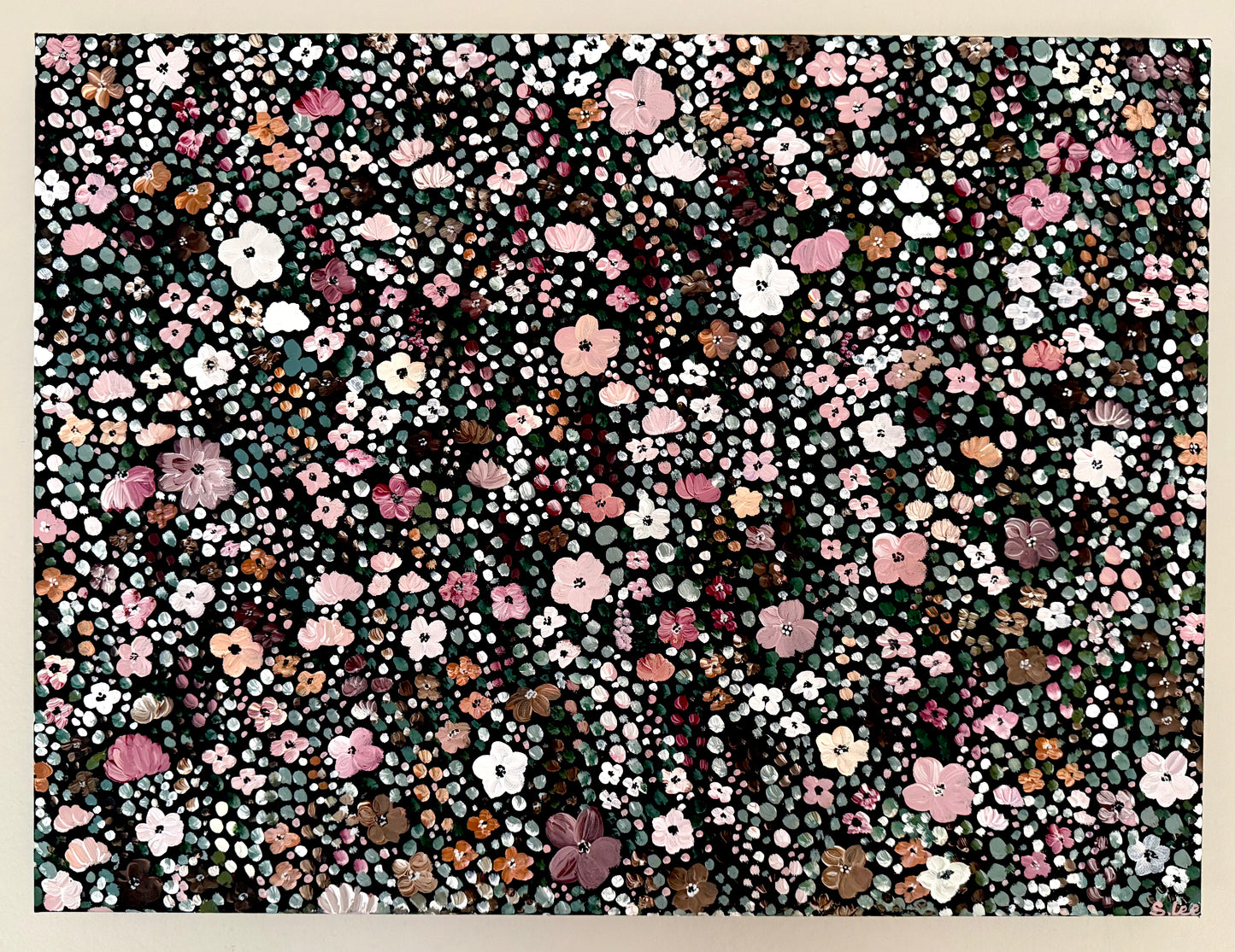Blushy Mauve Flower Garden - Original Painting