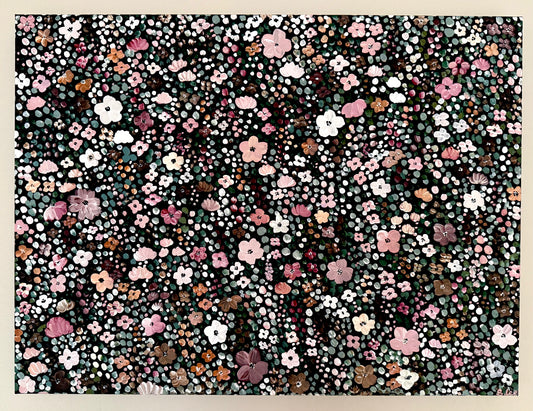 Blushy Mauve Flower Garden - Original Painting