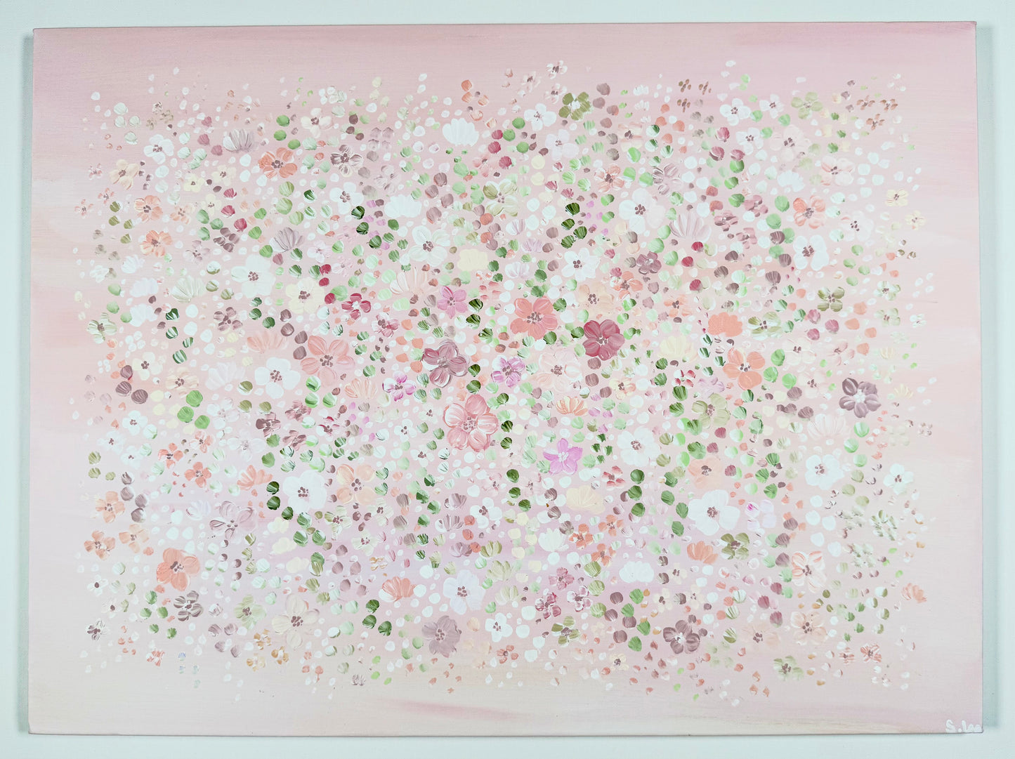Blushy Pink Flower Garden - Original Painting