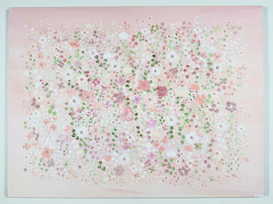 Blushy Pink Flower Garden - Original Painting