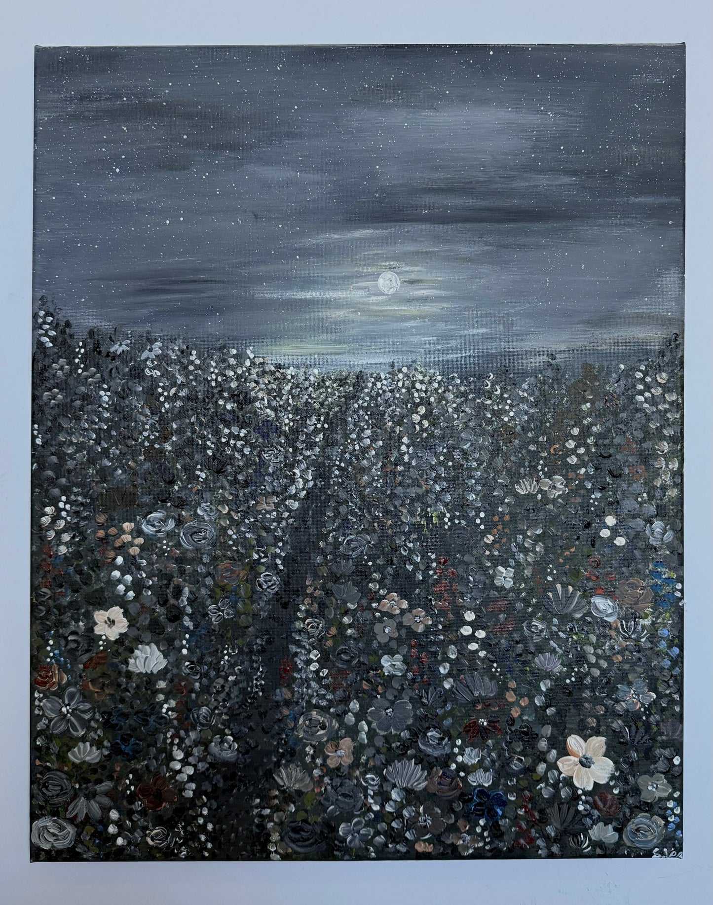 Spooky Season Wildflower Field - Original Painting