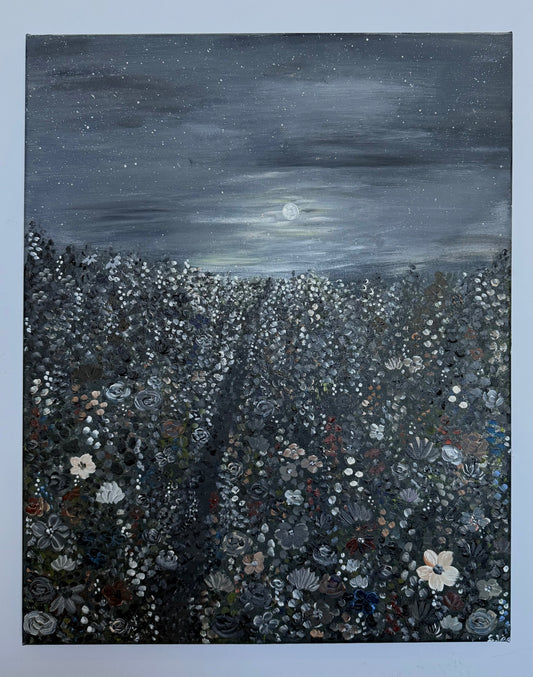 Spooky Season Wildflower Field - Original Painting