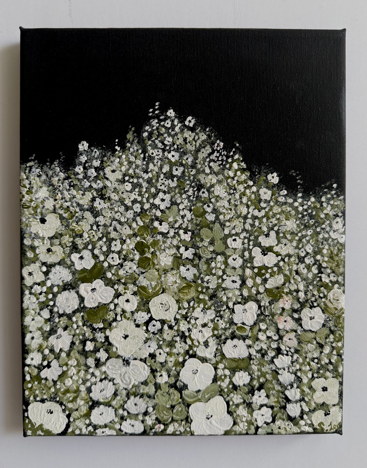 White Wildflower Field Mini - Original Painting - White Florals