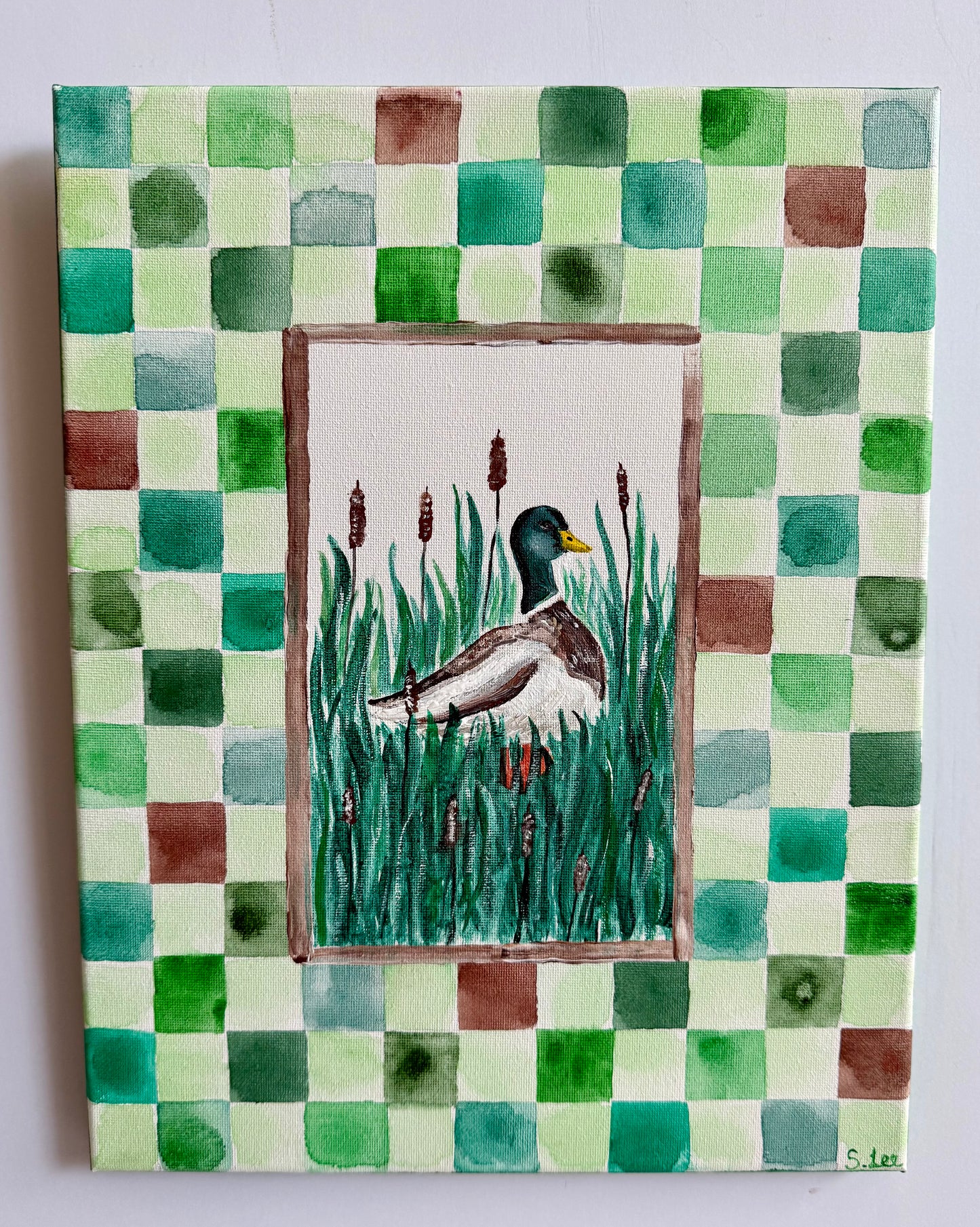 Mallard Duck in Cattails - Original Painting