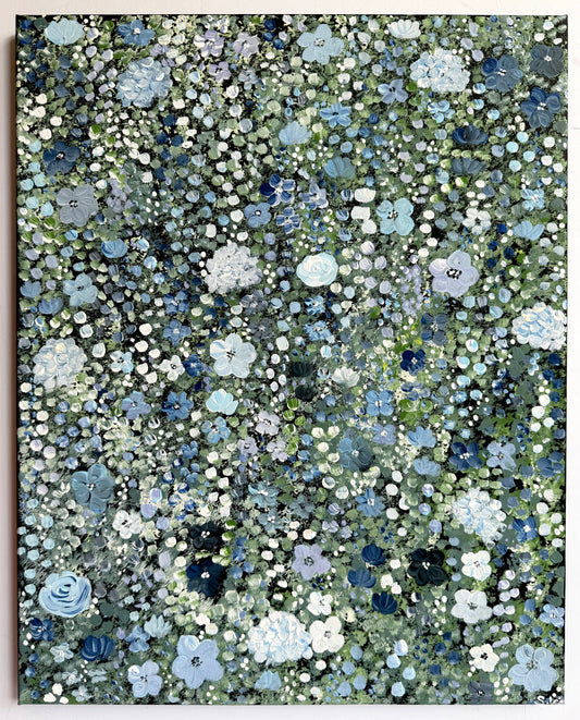 Hydrangea & Periwinkle Garden - Original Painting