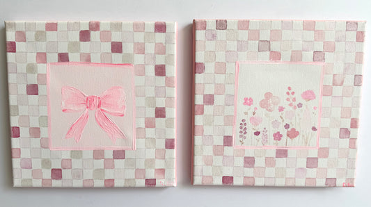 Baby Pink Bow and Blooms - Original Painting Set