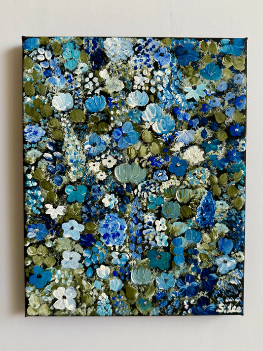 Blue Garden - Original Painting - Blue Floral Art