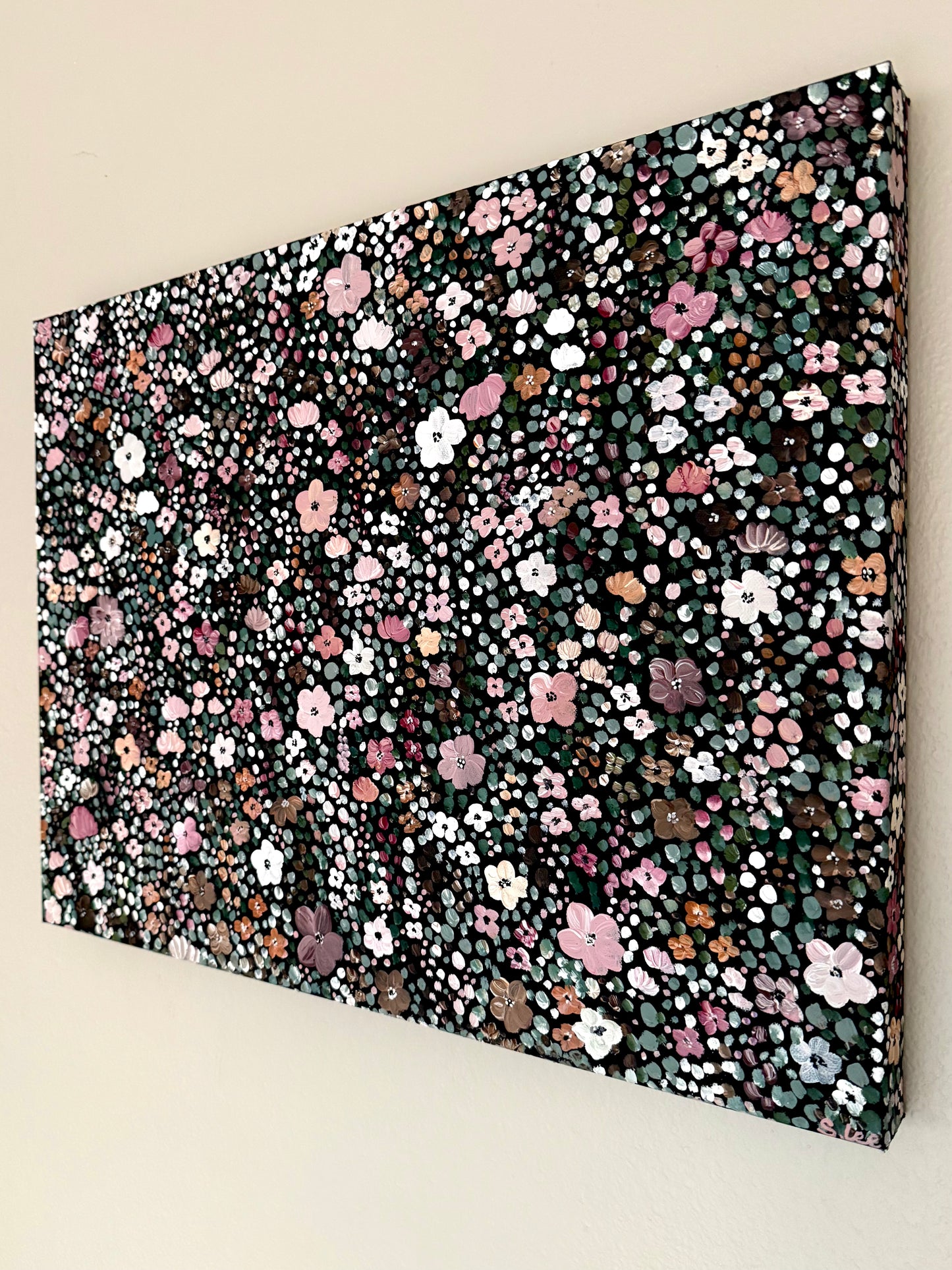 Blushy Mauve Flower Garden - Original Painting