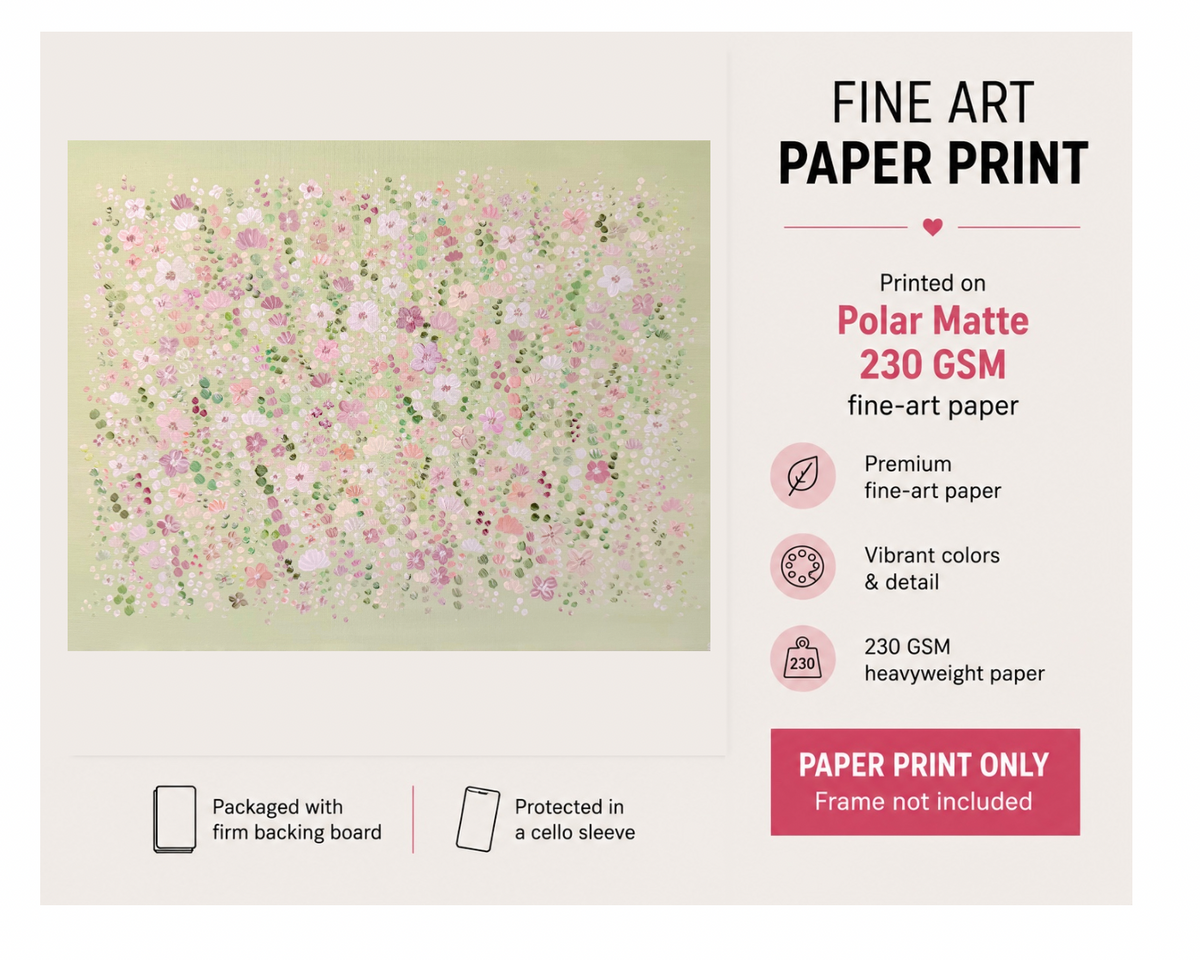Sage & Pink Flower Garden - Fine Art Print